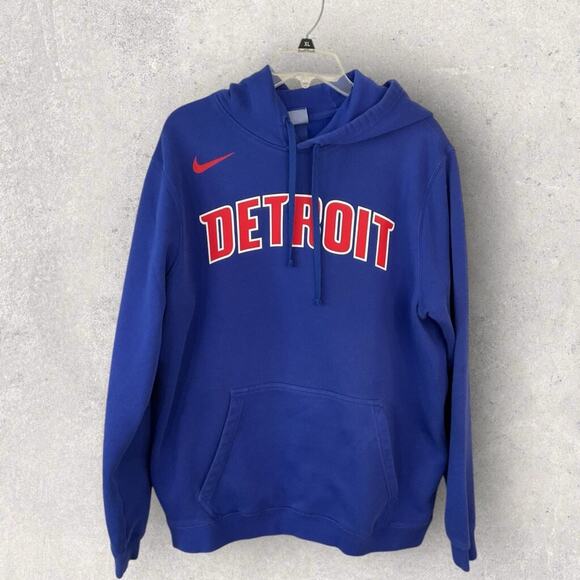 Nike Detroit Hoodie Men’s Large Blue Red Pullover Sweatshirt Athletic Fan Gear - Picture 1 of 5
